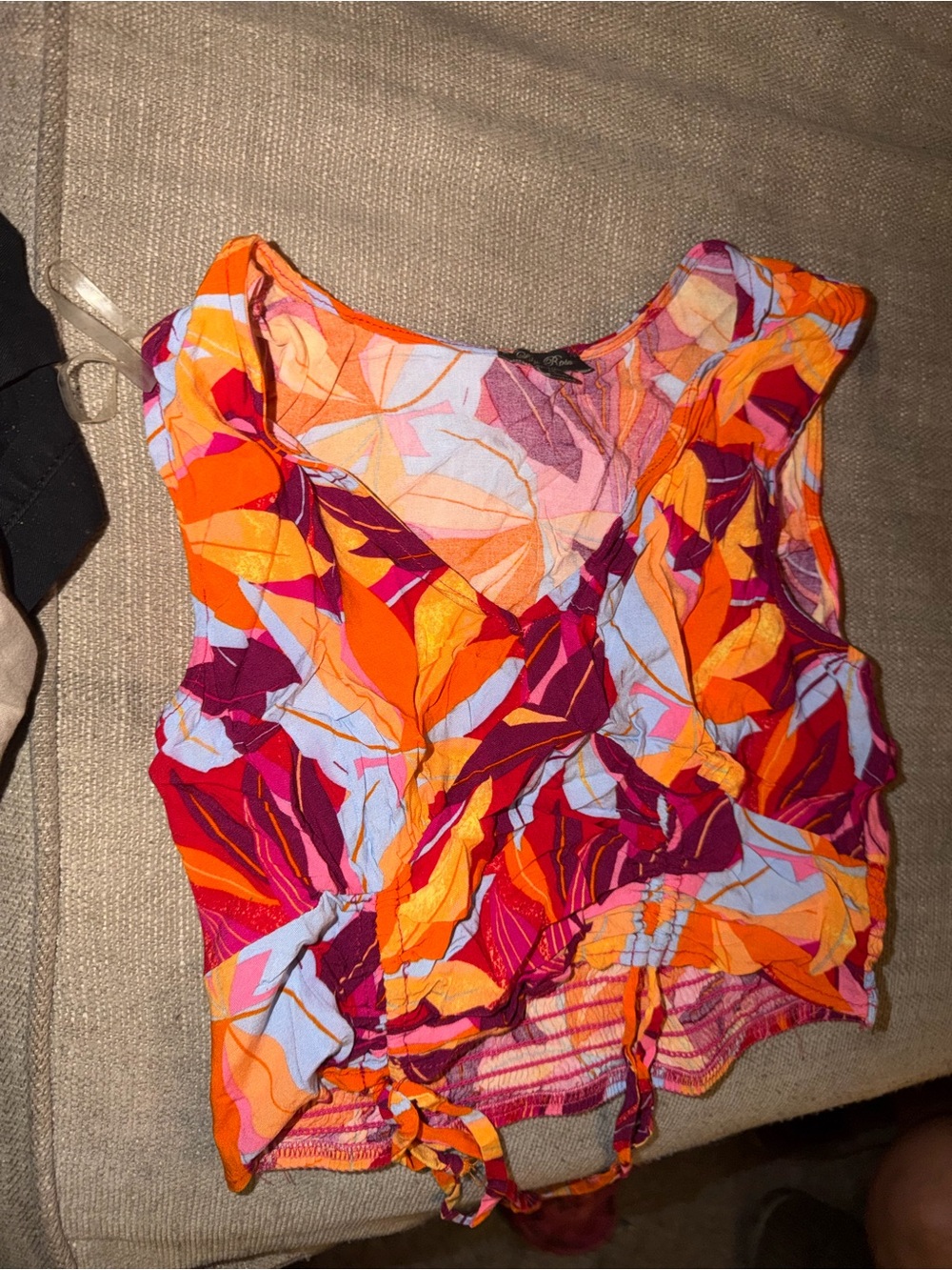 Lily Rose Orange, Pink & Blue Floral Tie-Front Camisole